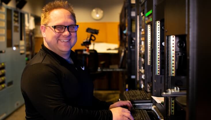 A person working in a television studio